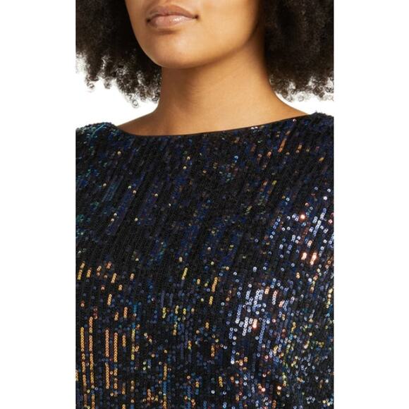 CHELSEA28 Women's Sequin Long Sleeve Minidress Large Navy Blue Multi NWOT - Picture 3 of 10